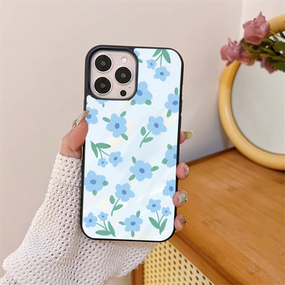 Cute Blue Small Pattern Glass Case