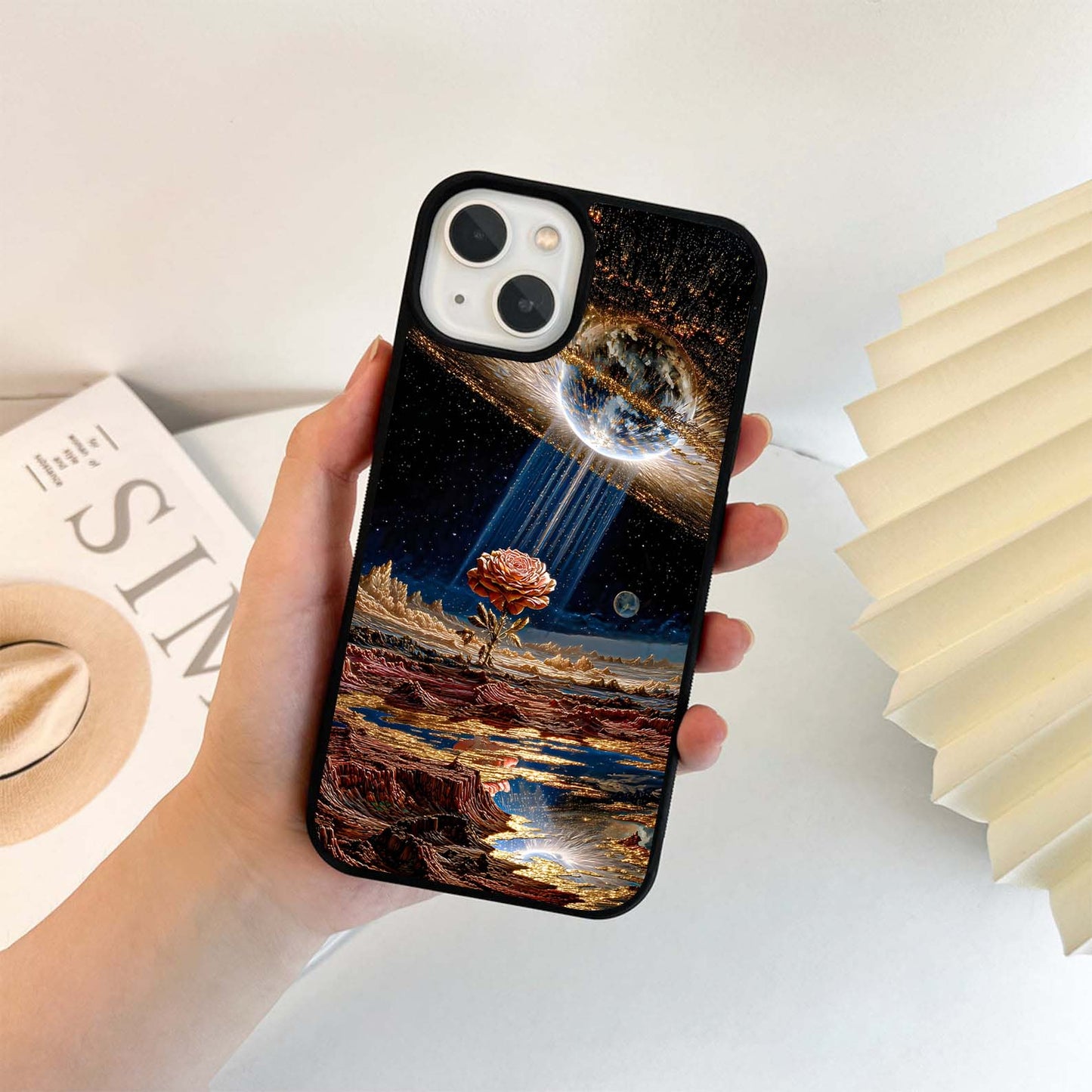 Rose Celestial Bloom Glass Case