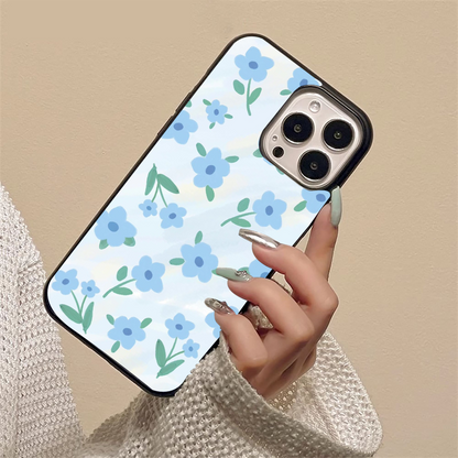 Cute Blue Small Pattern Glass Case