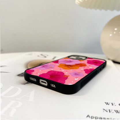 Colorfull Hibiscus Glass Case