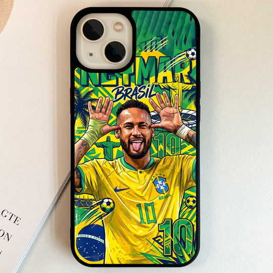Neymar Brazil Football Star Glass Case