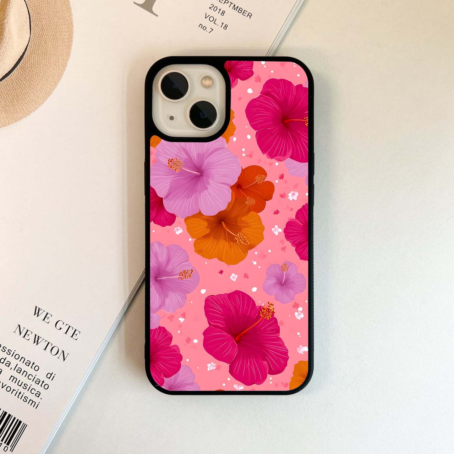 Colorfull Hibiscus Glass Case