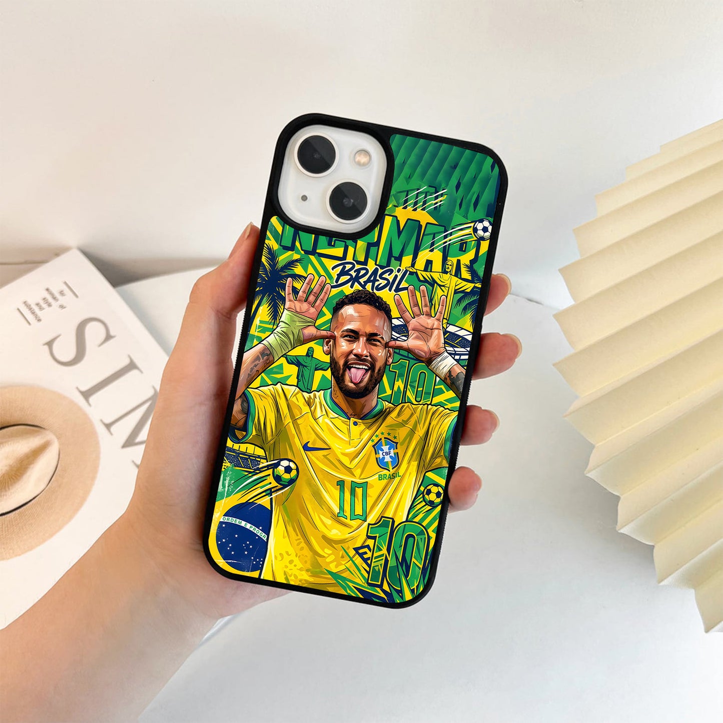 Neymar Brazil Football Star Glass Case