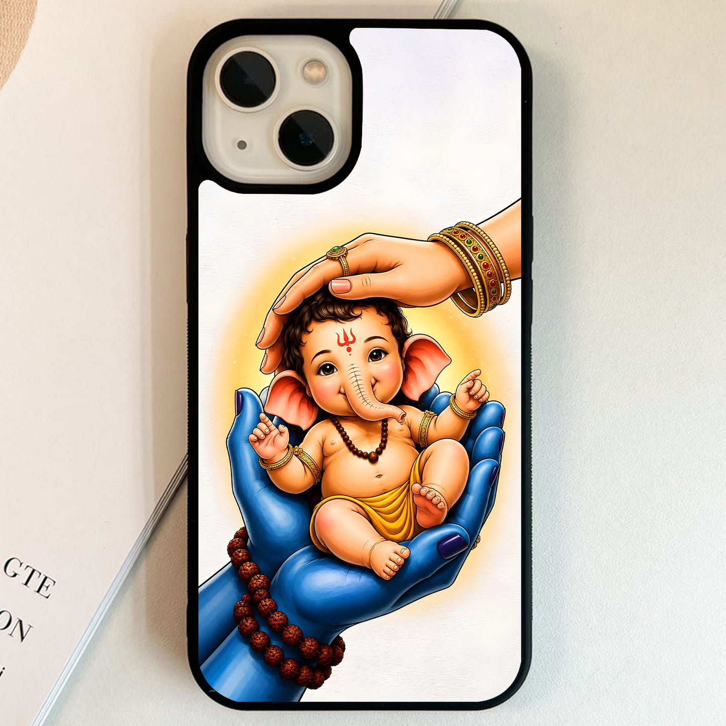 Mother Hand Baby Ganesha Glass Case
