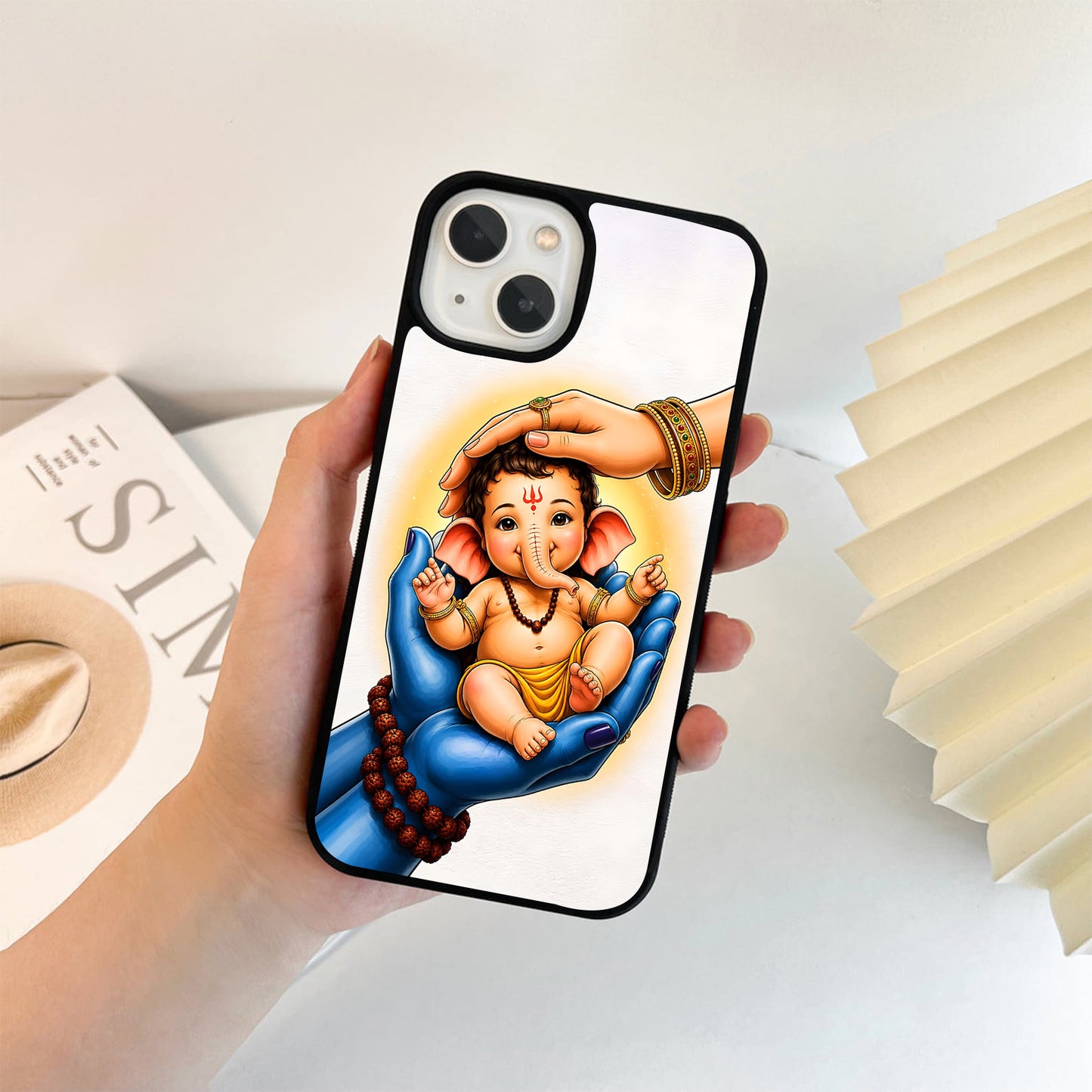 Mother Hand Baby Ganesha Glass Case