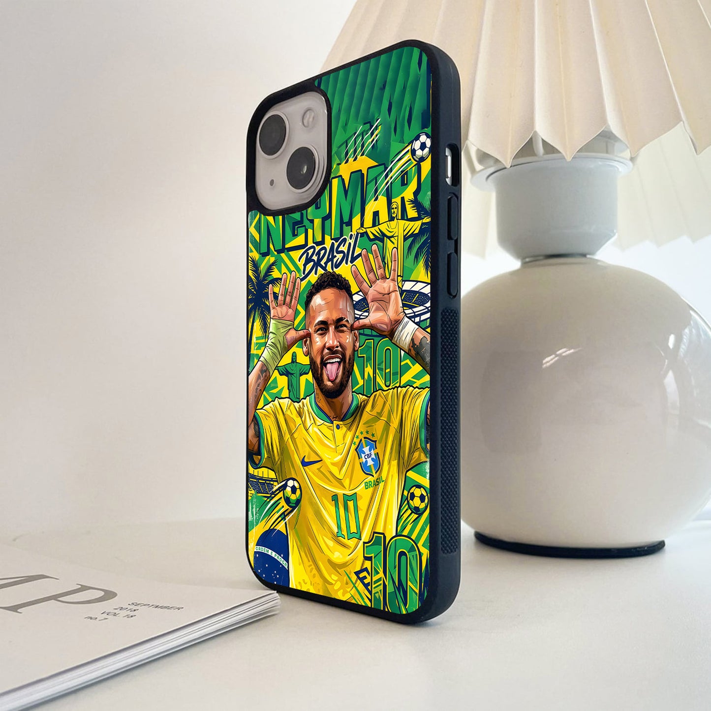 Neymar Brazil Football Star Glass Case