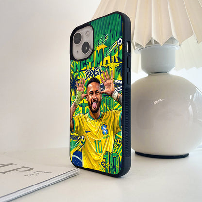 Neymar Brazil Football Star Glass Case