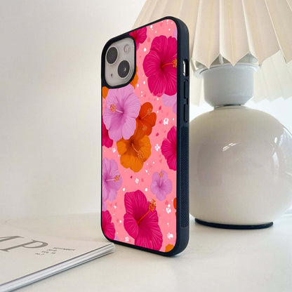 Colorfull Hibiscus Glass Case