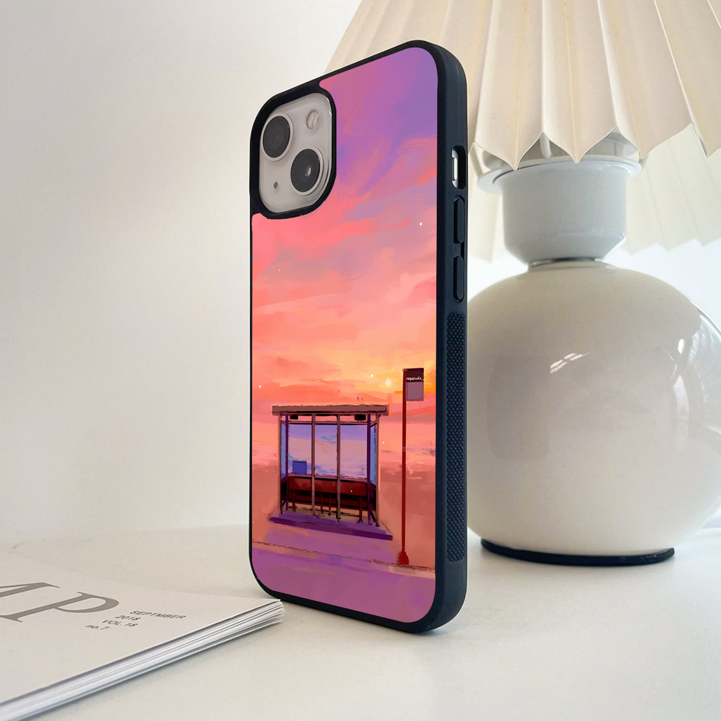 Waiting Sunset Calm Glass Case