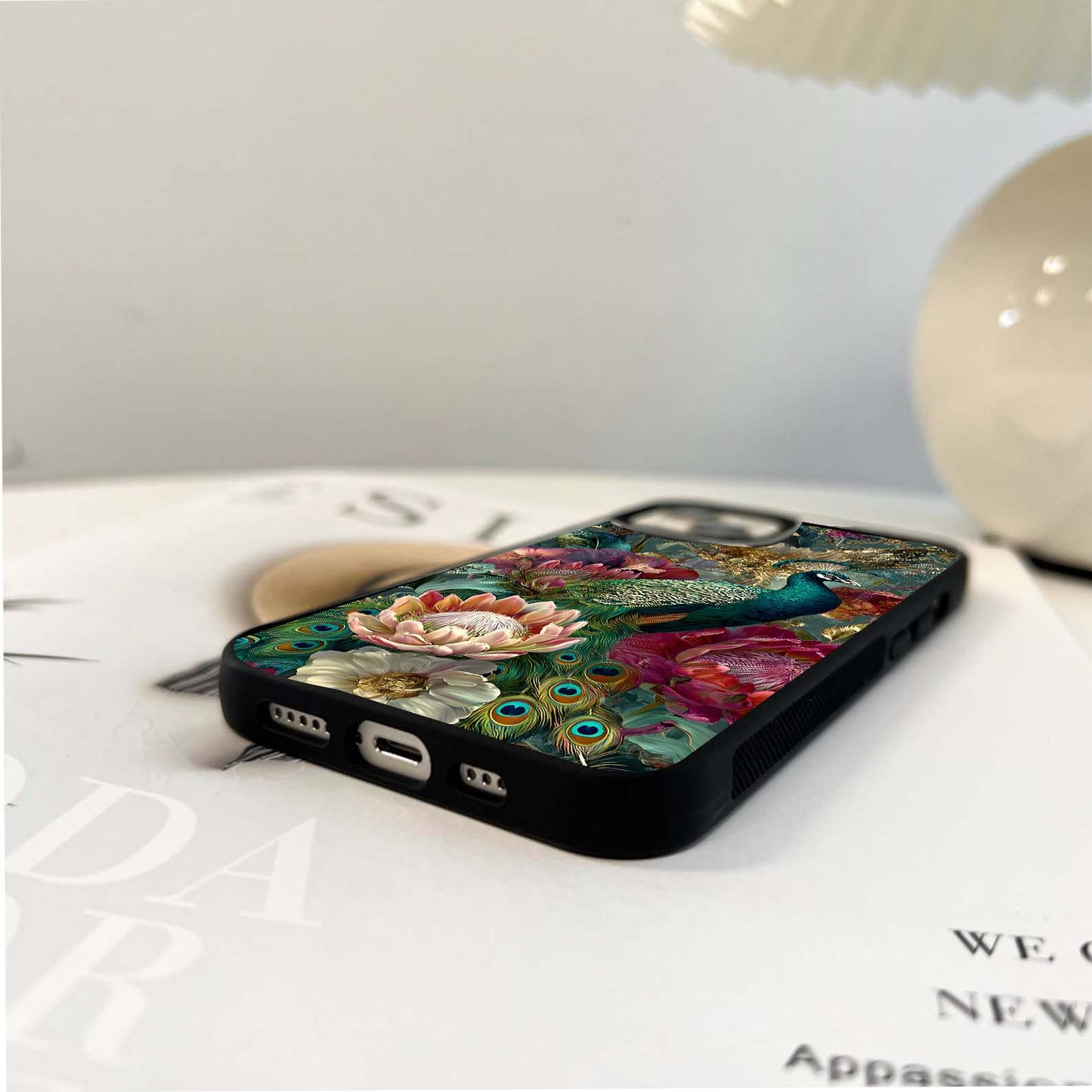 Royal Feather Bloom Glass Case