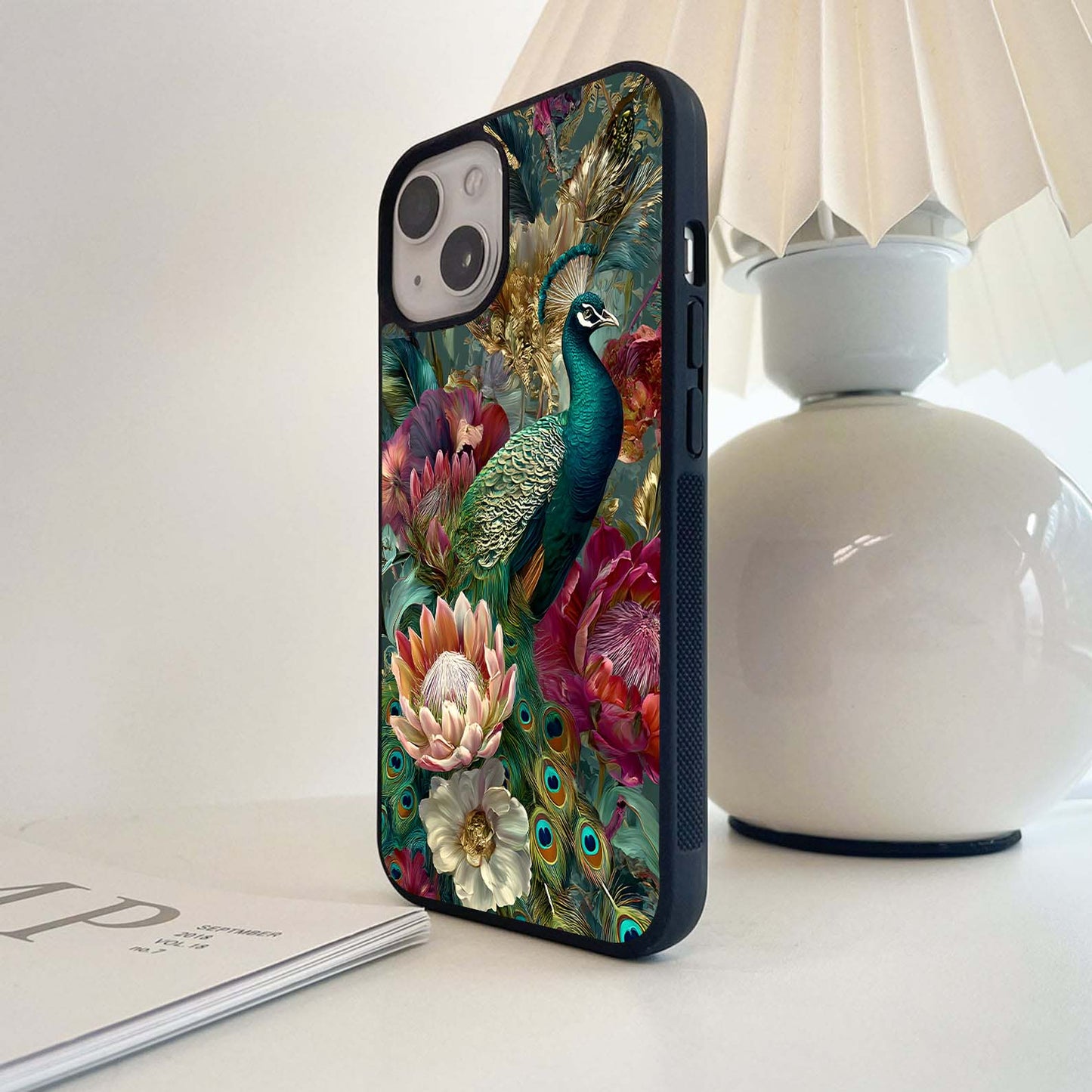 Royal Feather Bloom Glass Case