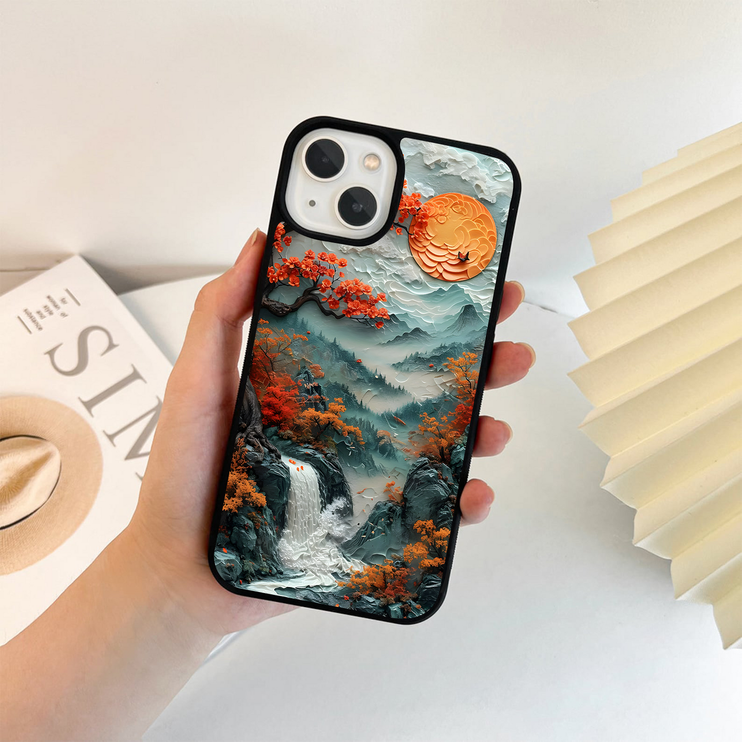 Sunset Blossom Falls Glass Case