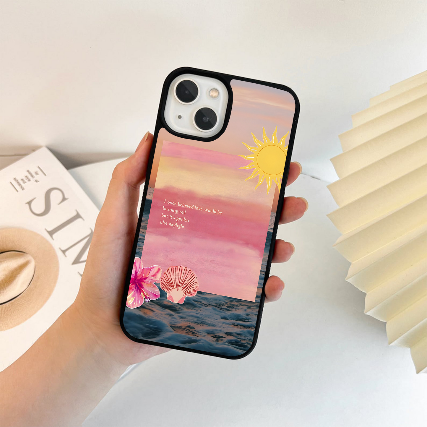 Golden Love Waves Glass Case