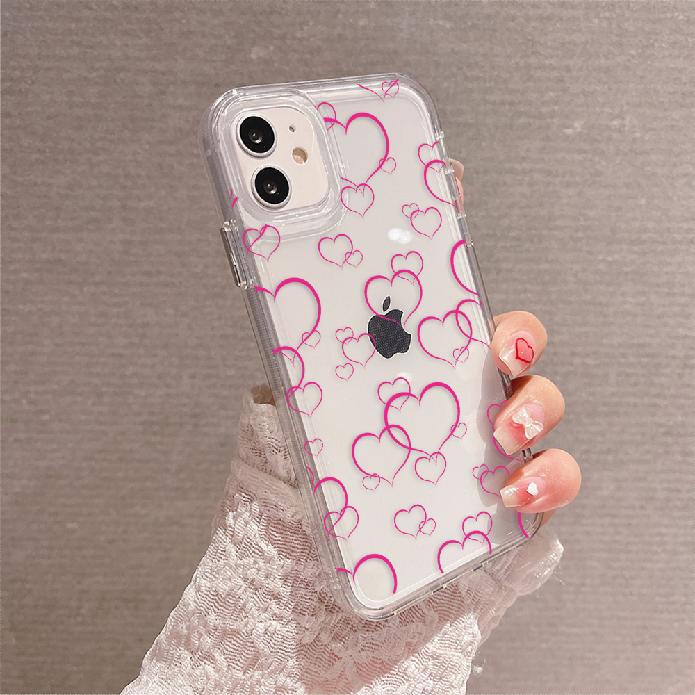 Soft Heart Outline Clear Silicon Cover