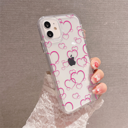 Soft Heart Outline Clear Silicon Cover