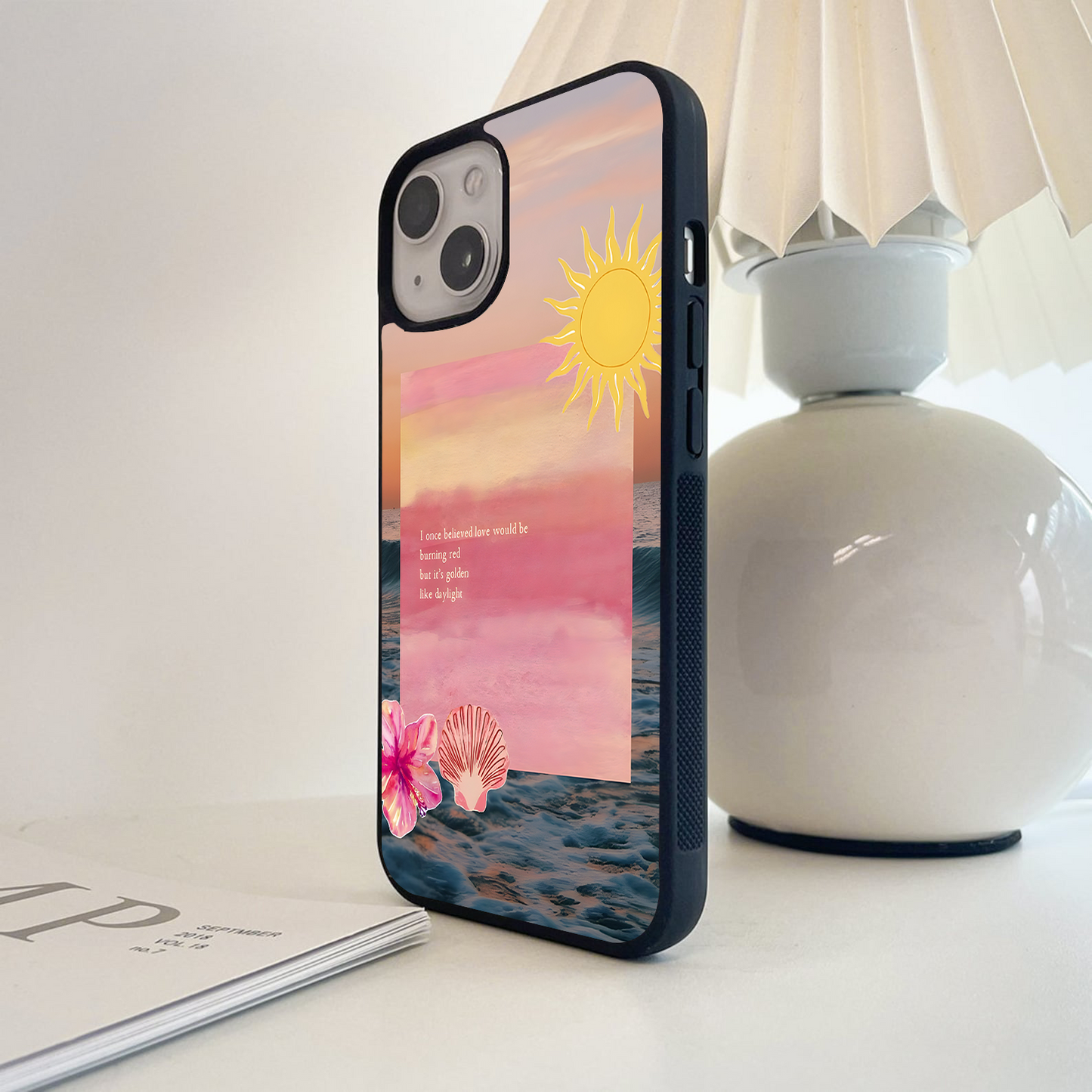 Golden Love Waves Glass Case