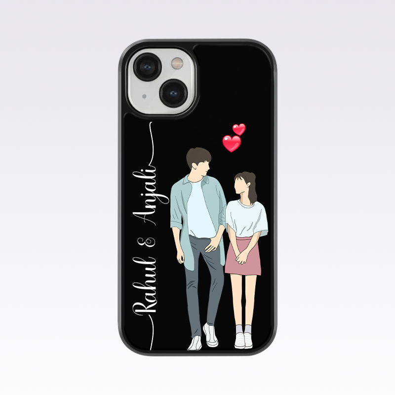 Couple Walking -Talking Custom Name Glass Case