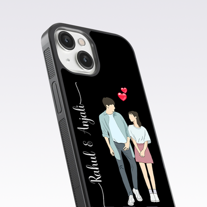 Couple Walking -Talking Custom Name Glass Case