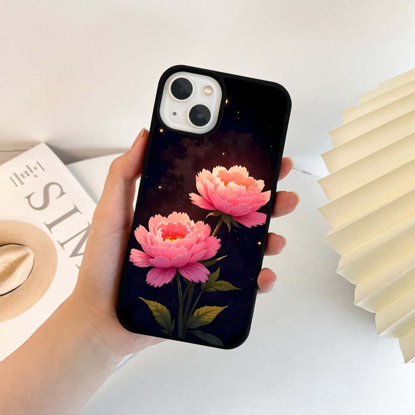 Starlit Peonies Lotus Glass Case