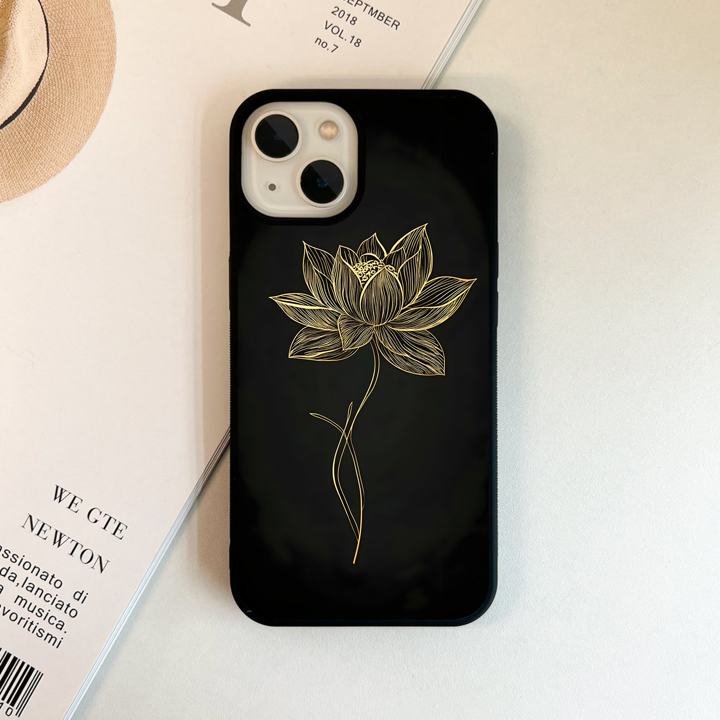 Golden Lotus Grace Glass Case