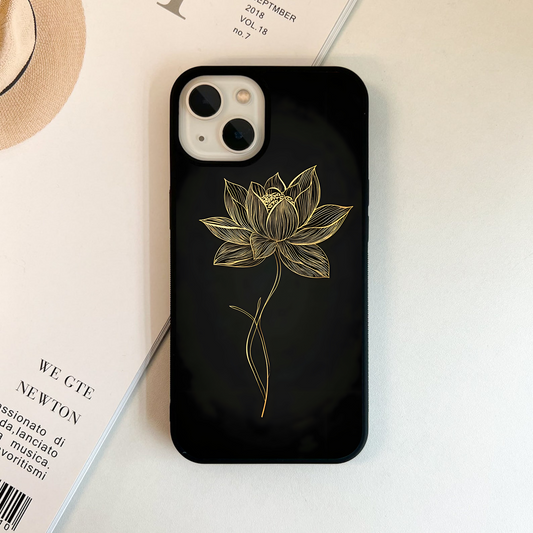 Golden Lotus Grace Glass Case