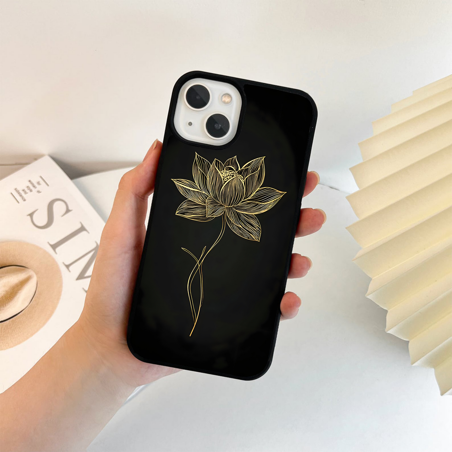 Golden Lotus Grace Glass Case