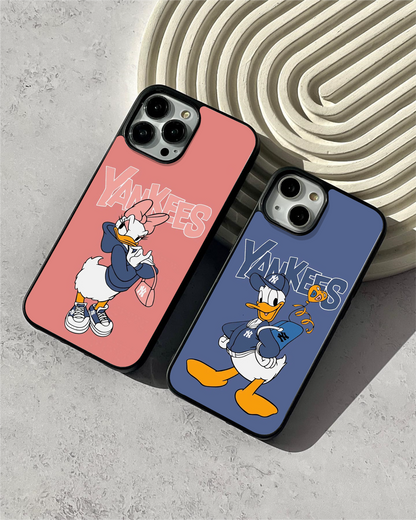 Cute Duck Couple  Glass Case ( 2 FREE Keychains )