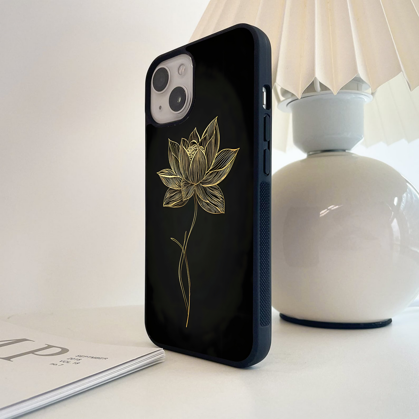 Golden Lotus Grace Glass Case