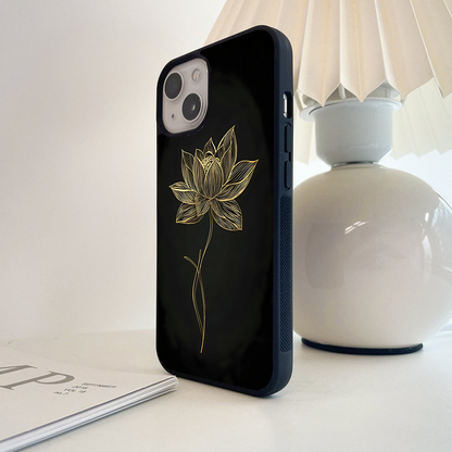 Golden Lotus Grace Glass Case