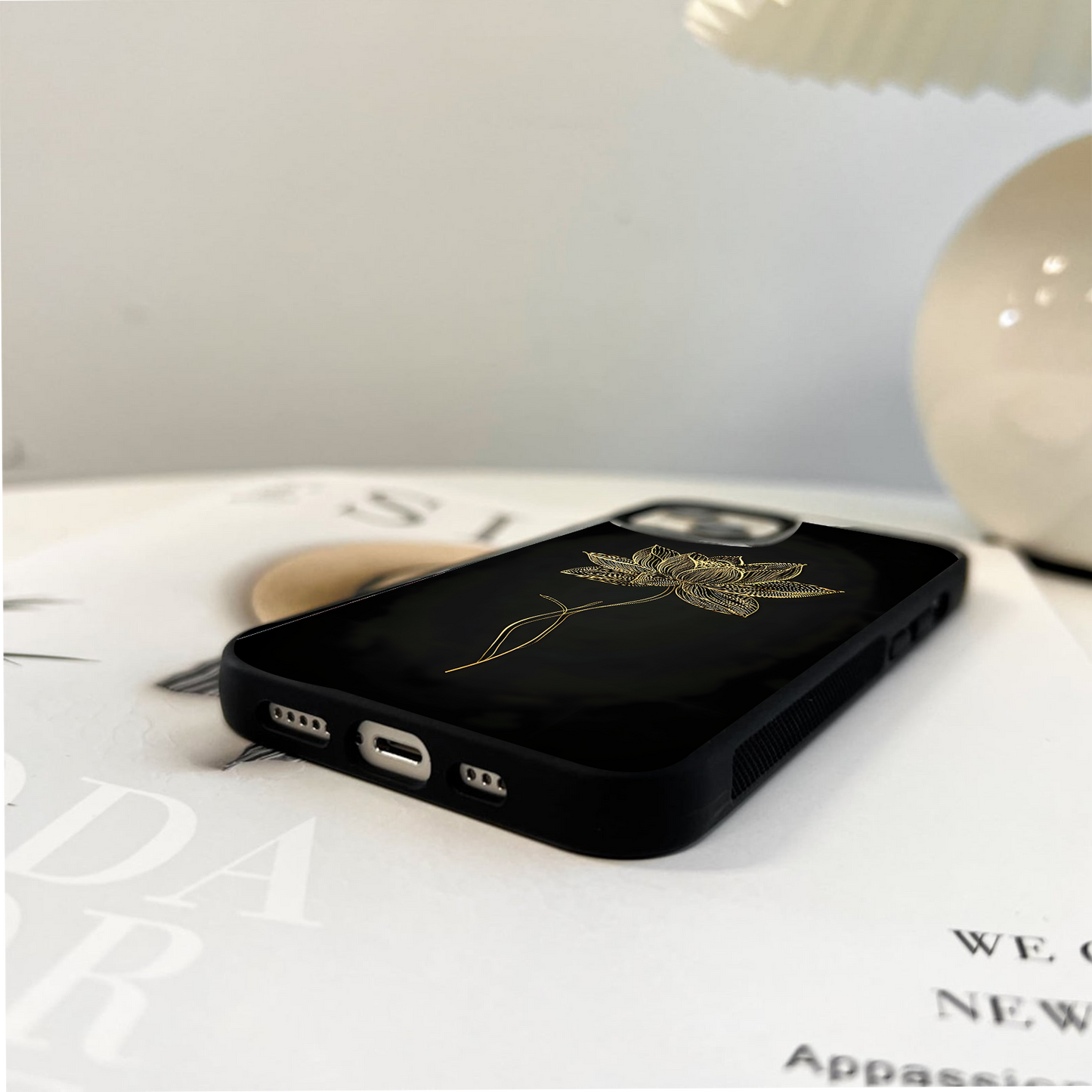 Golden Lotus Grace Glass Case