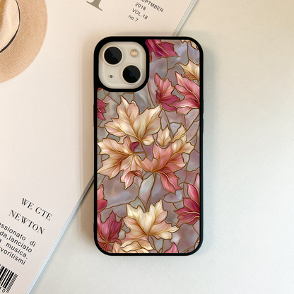 Golden Maple Leaves Glass Case