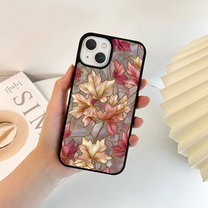 Golden Maple Leaves Glass Case