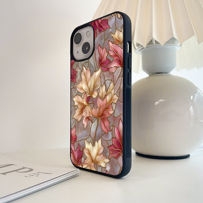 Golden Maple Leaves Glass Case