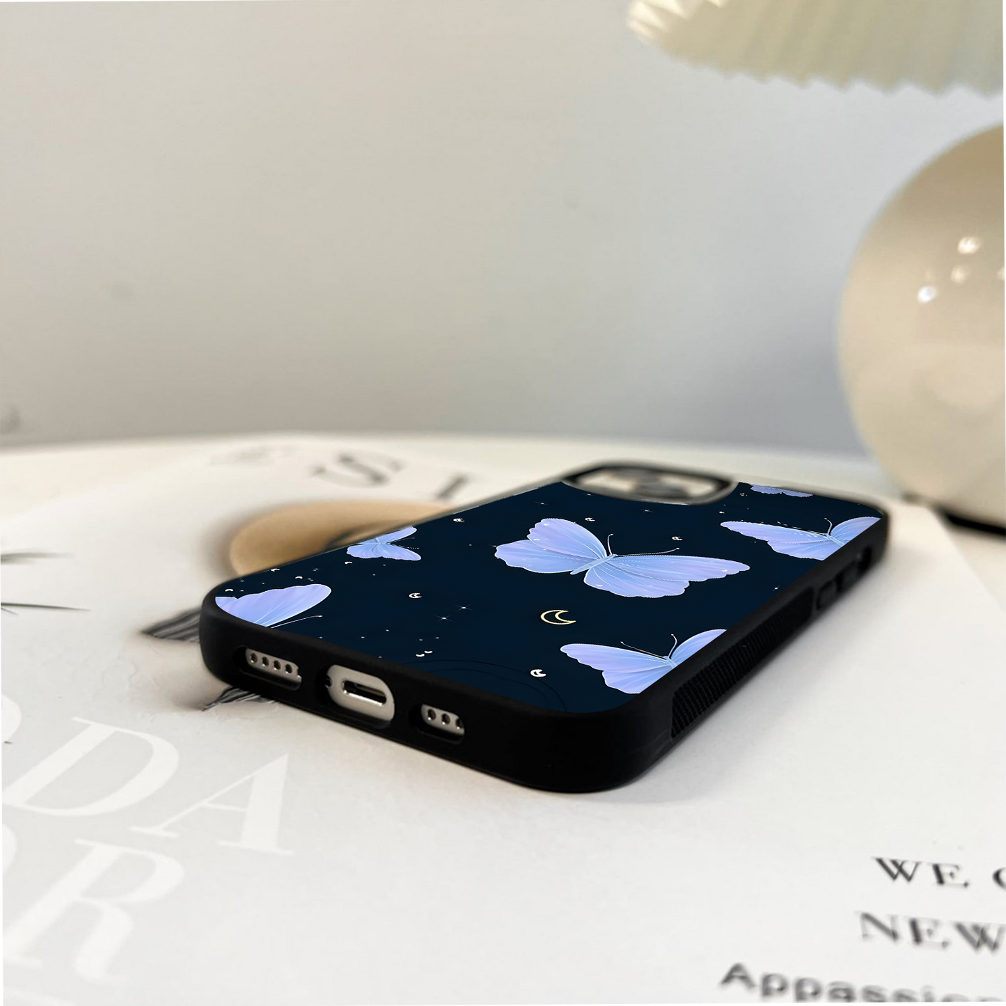 Butterfly With Stars Pattern Glass Case