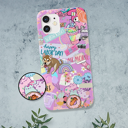 Mashup Pattern, Cute/Dog-Memories Slim Case Cover With Same Design Holder