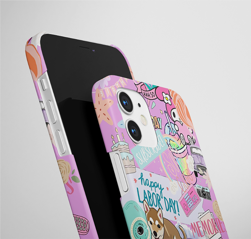 Mashup Pattern, Cute/Dog-Memories Slim Case Cover With Same Design Holder