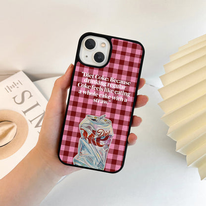 Diet Coke Pink Checks Glass Case