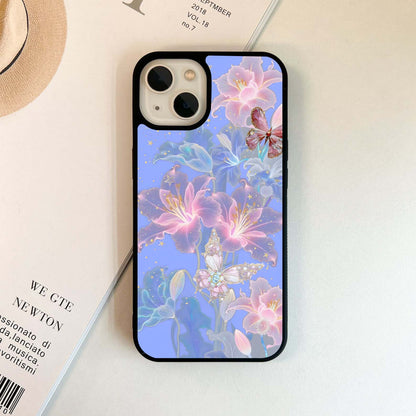 Butterfly Glitter Blue Theme Glass Case