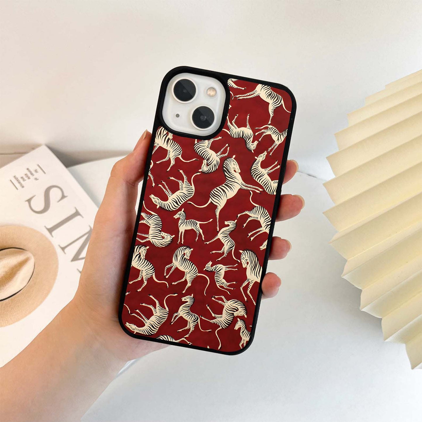 Crimson Zebra Dance Glass Case