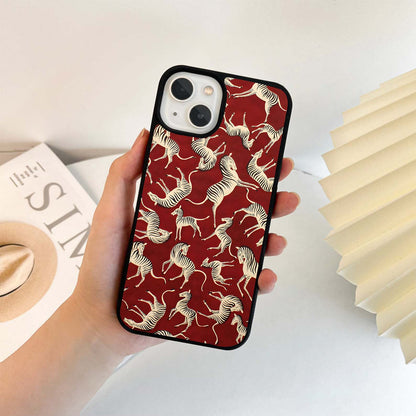 Crimson Zebra Dance Glass Case