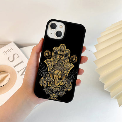 Golden Hamsa Ganesha Glass Case