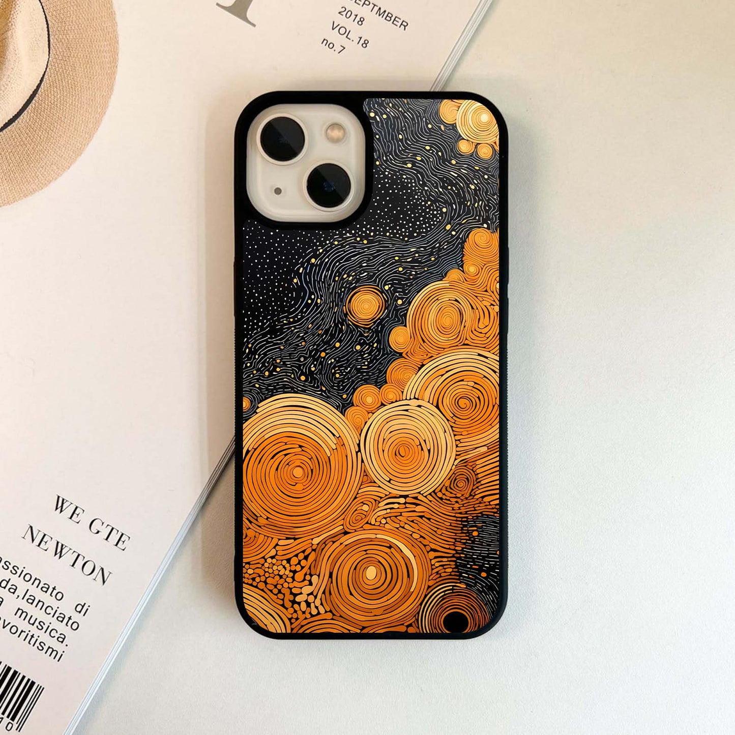 Golden Cosmic Whirls Glass Case