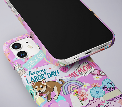 Mashup Pattern, Cute/Dog-Memories Slim Case Cover With Same Design Holder