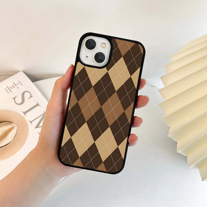 Brown Argyle Check Glass Case