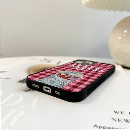 Diet Coke Pink Checks Glass Case