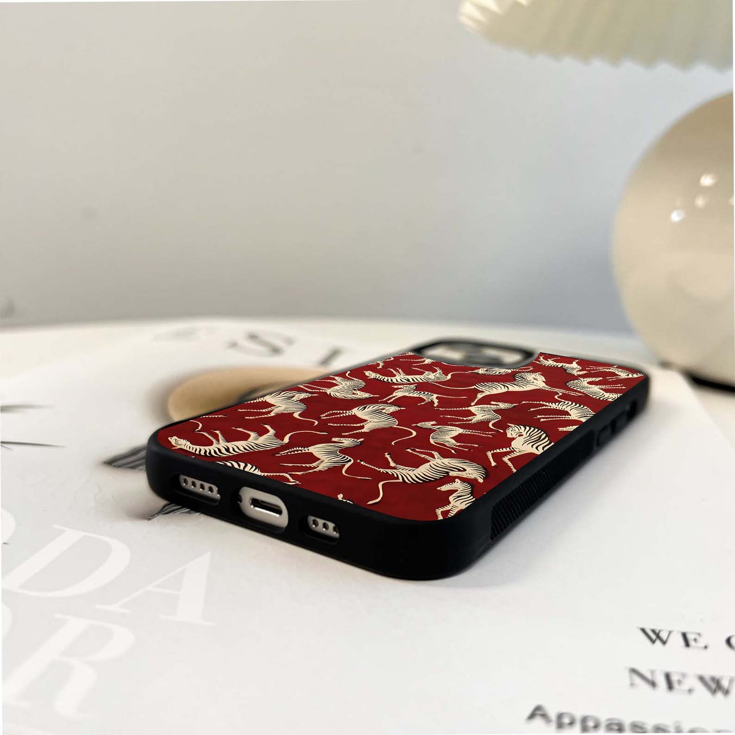 Crimson Zebra Dance Glass Case