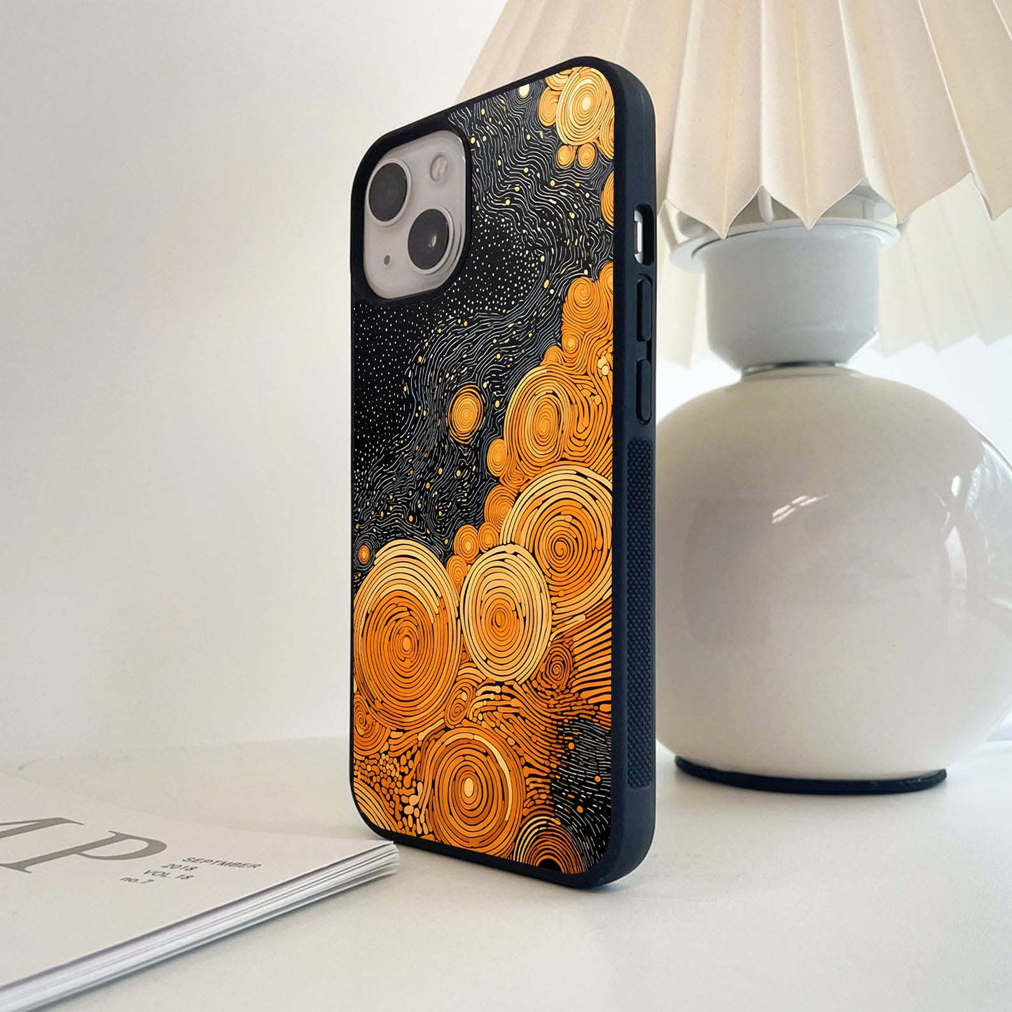 Golden Cosmic Whirls Glass Case