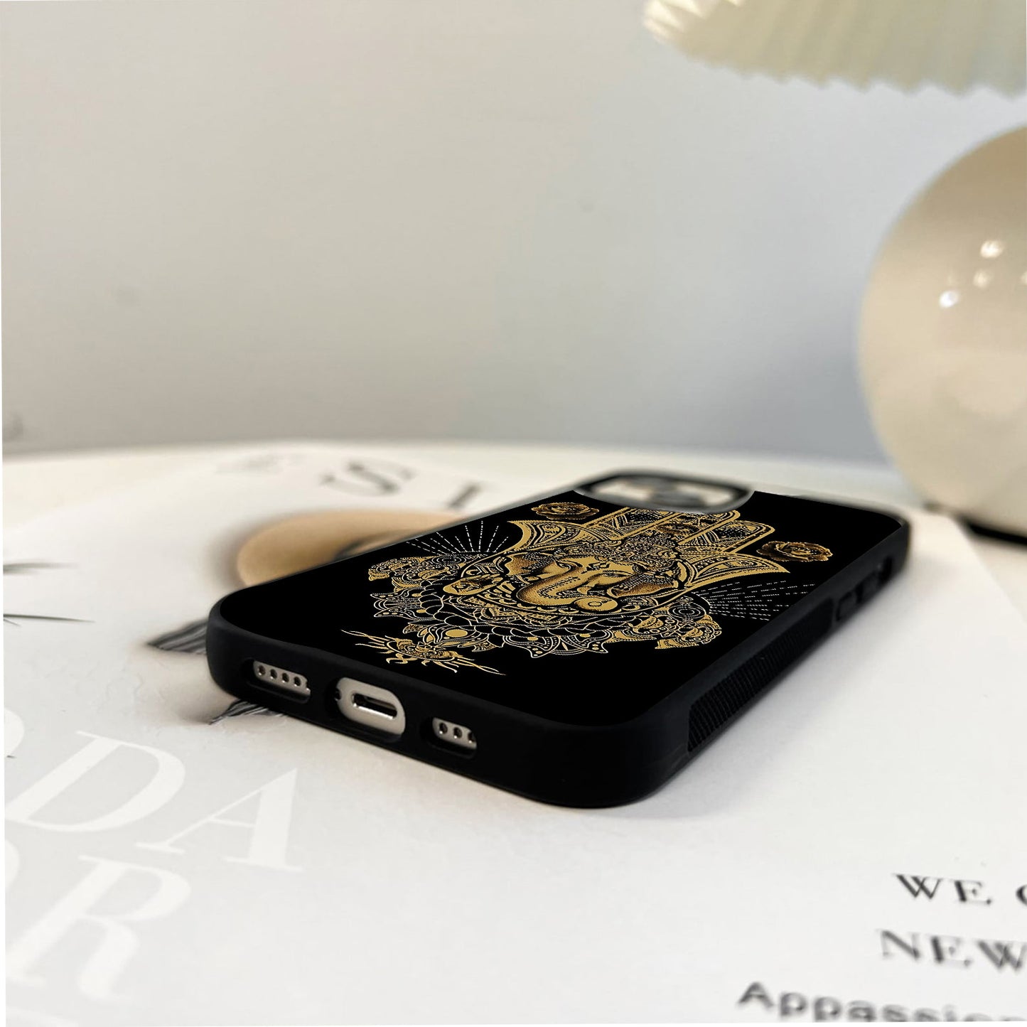Golden Hamsa Ganesha Glass Case