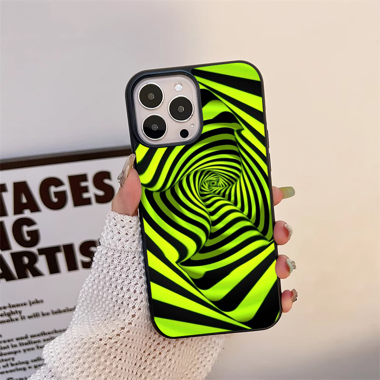 Neon Illusion Pattern Glass Case