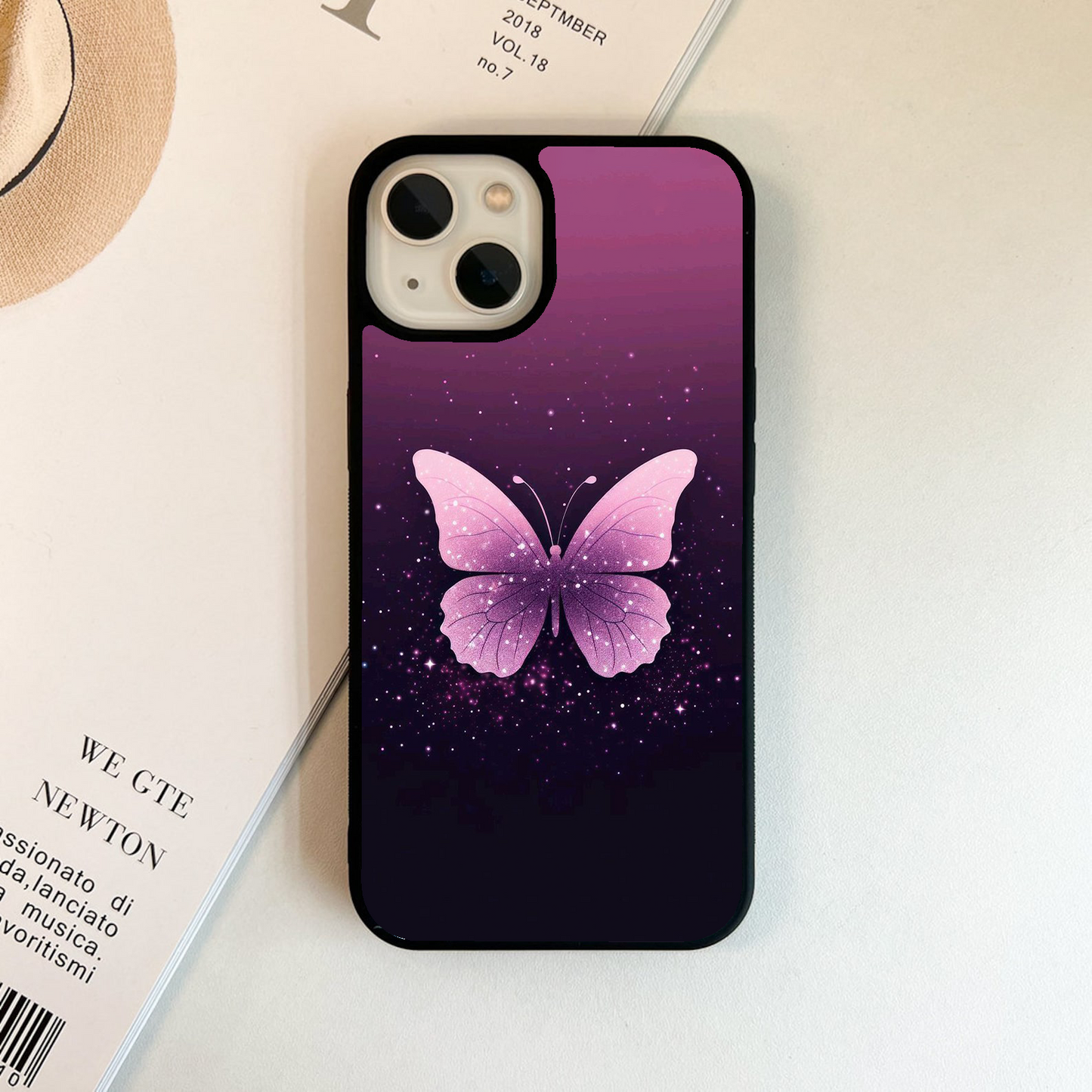 Cute Stary Butterfly Glass Case